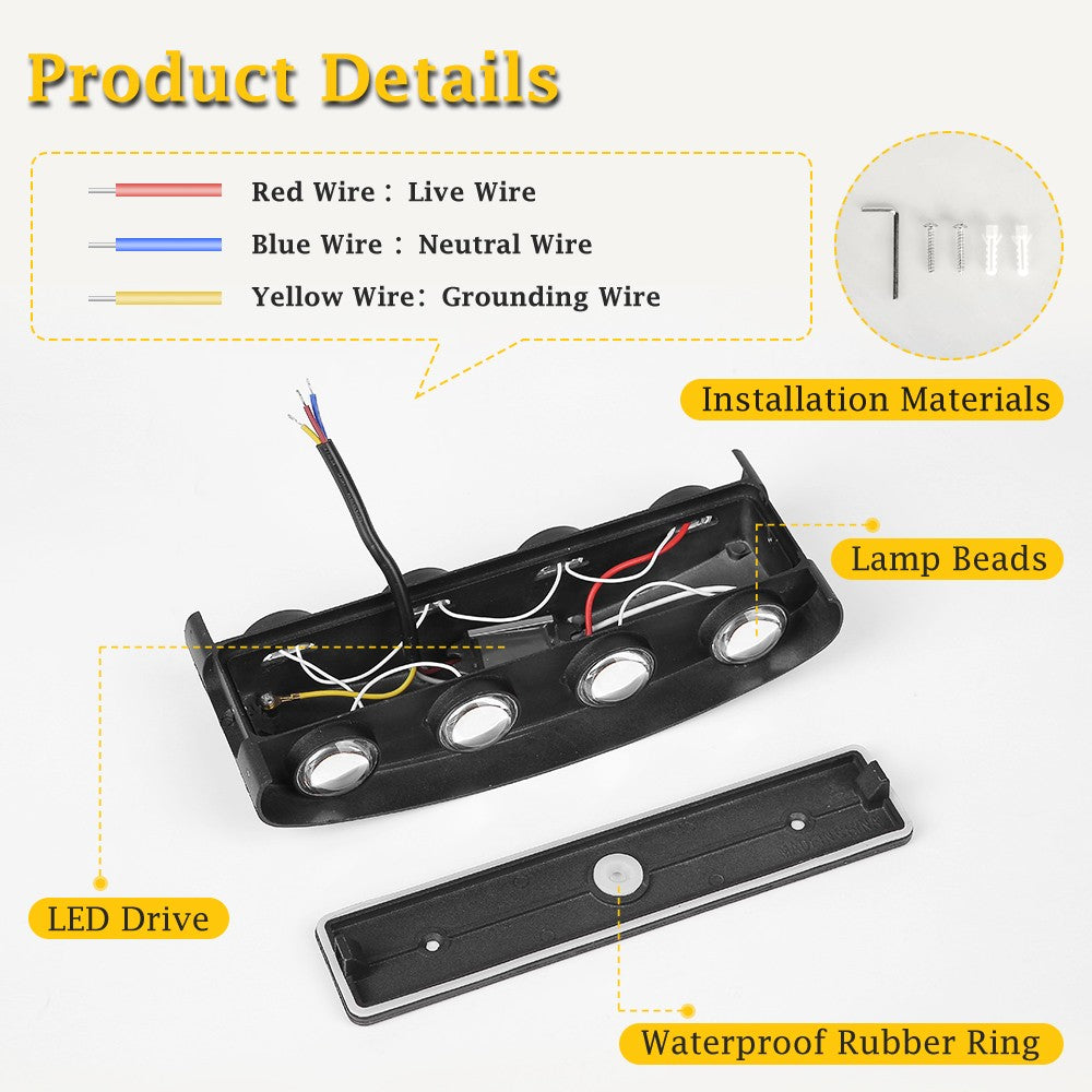 Lâmpada de jardim ao ar livre, Lâmpada para corredores, lâmpada para varandas, Impermeável LED Wall Light