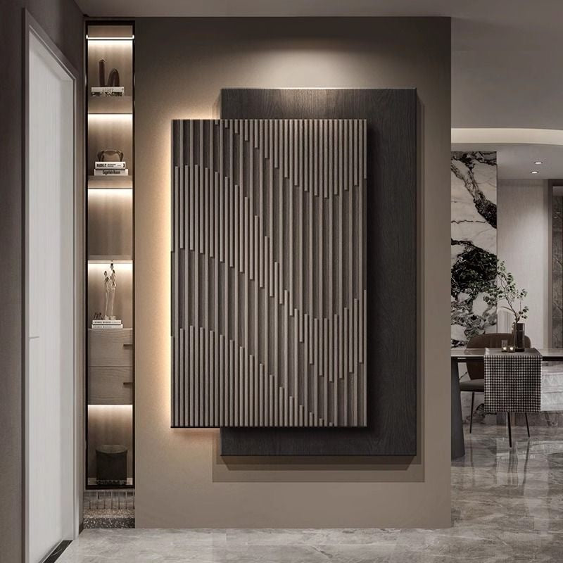 Pintura decorativa de varanda, entrada de sala de estar com led