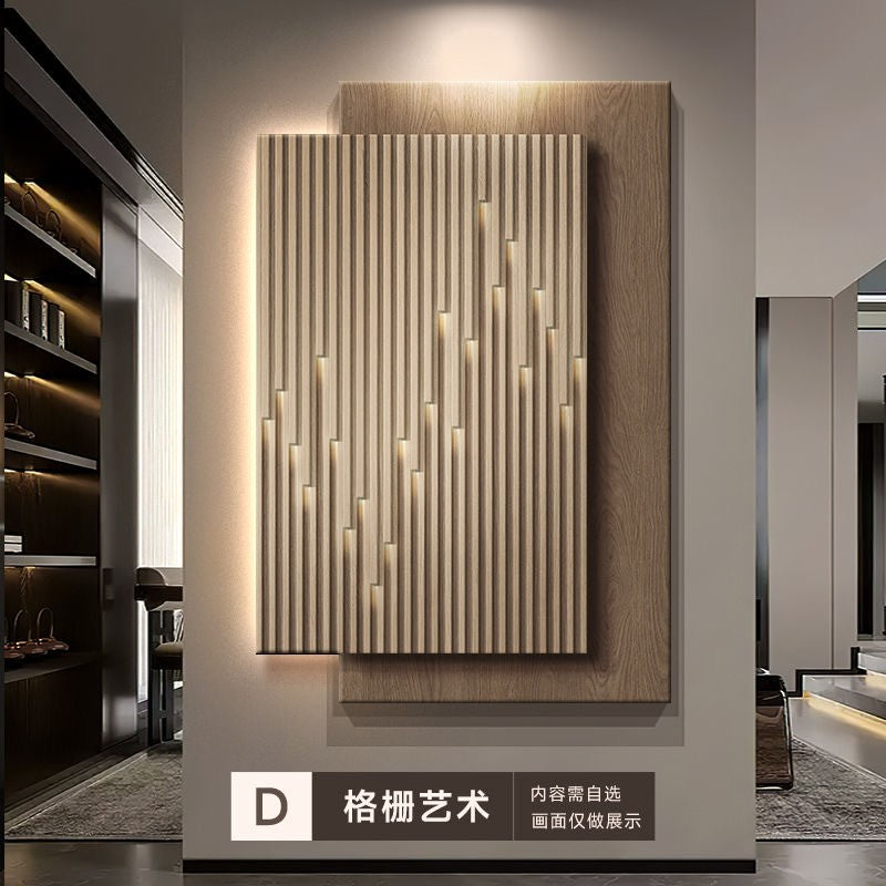 Pintura decorativa de varanda, entrada de sala de estar com led