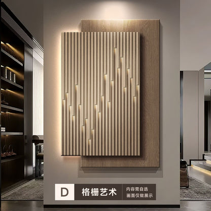 Pintura decorativa de varanda, entrada de sala de estar com led