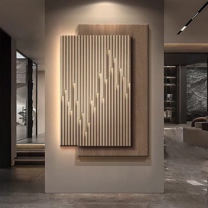 Pintura decorativa de varanda, entrada de sala de estar com led