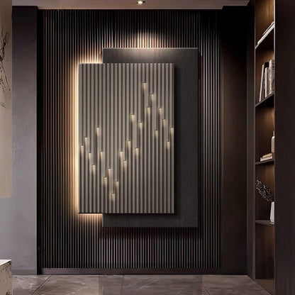 Pintura decorativa de varanda, entrada de sala de estar com led