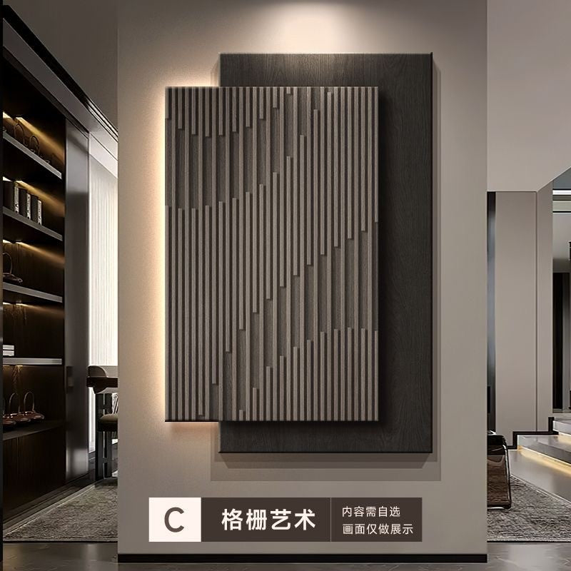 Pintura decorativa de varanda, entrada de sala de estar com led