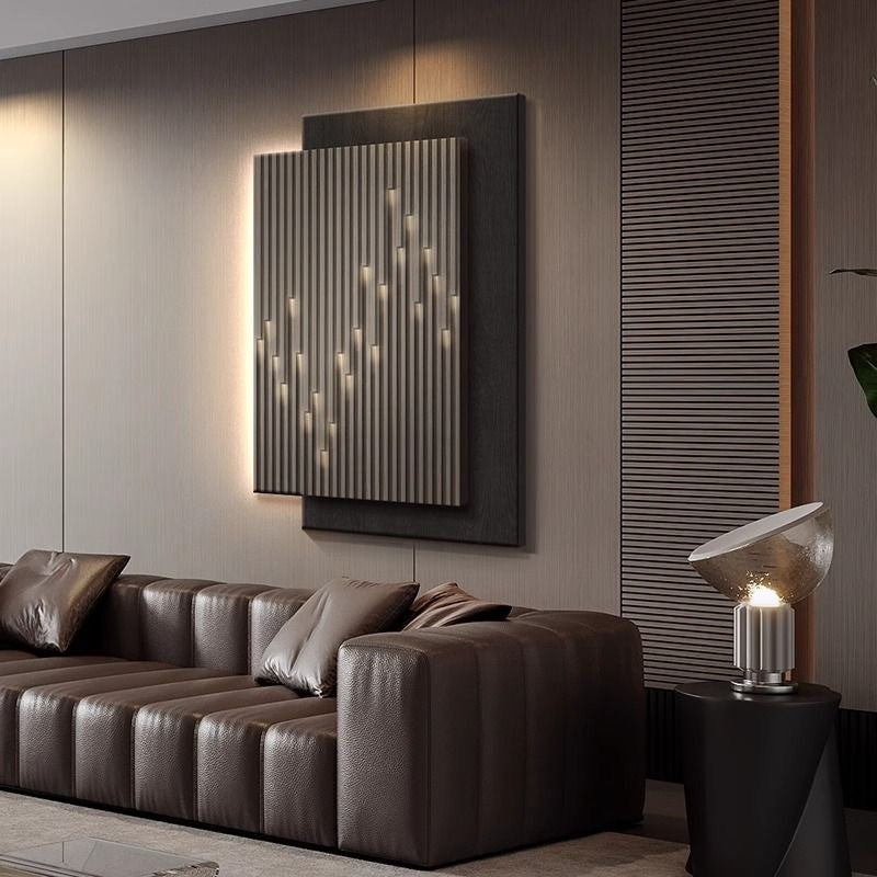 Pintura decorativa de varanda, entrada de sala de estar com led