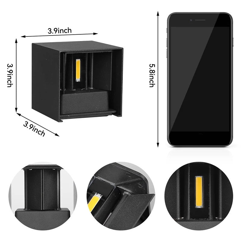 Lâmpada de jardim ao ar livre, Lâmpada para corredores, lâmpada para varandas, Impermeável LED Wall Light