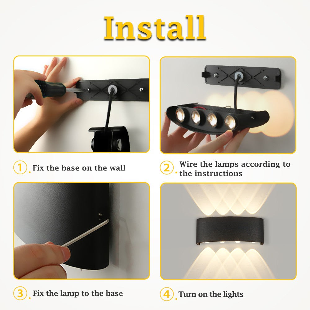 Lâmpada de jardim ao ar livre, Lâmpada para corredores, lâmpada para varandas, Impermeável LED Wall Light