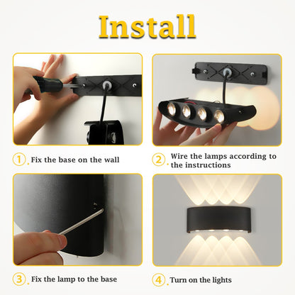 Lâmpada de jardim ao ar livre, Lâmpada para corredores, lâmpada para varandas, Impermeável LED Wall Light